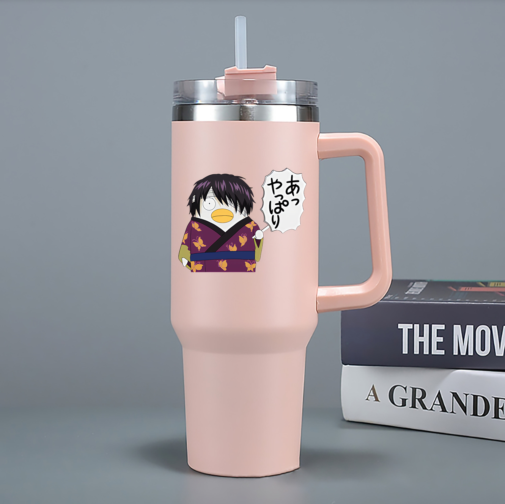 （画像用） ぎんたま 坂田銀時（さかたぎんとき） 神楽 志村新八（しむら しんぱち） GINTAMA Sakata Gintoki Kagura Shimura Shinpachi 1200mL車用タンブラー - クリスタルステッカー（プラスチックストロー付き）